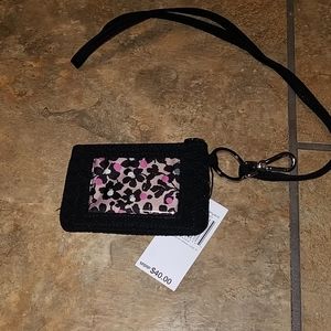 Vera Bradley Iconic Zip ID Lanyard Black NWT
